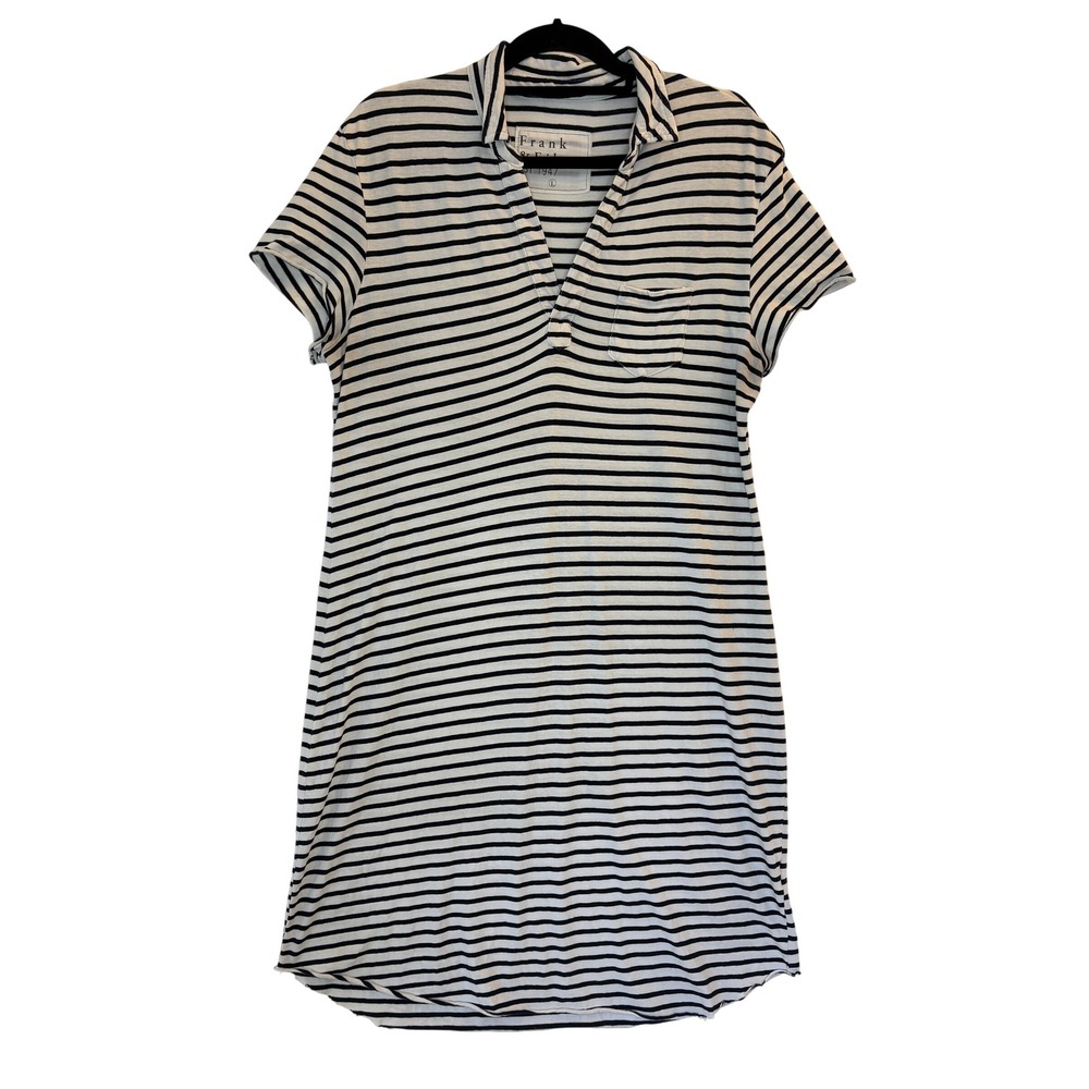 FLAWED Frank & Eileen Black and White Striped Polo Dress